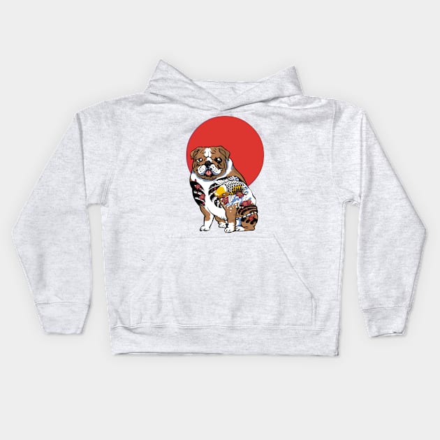 Yakuza English Bulldog Kids Hoodie by huebucket